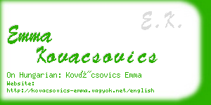 emma kovacsovics business card